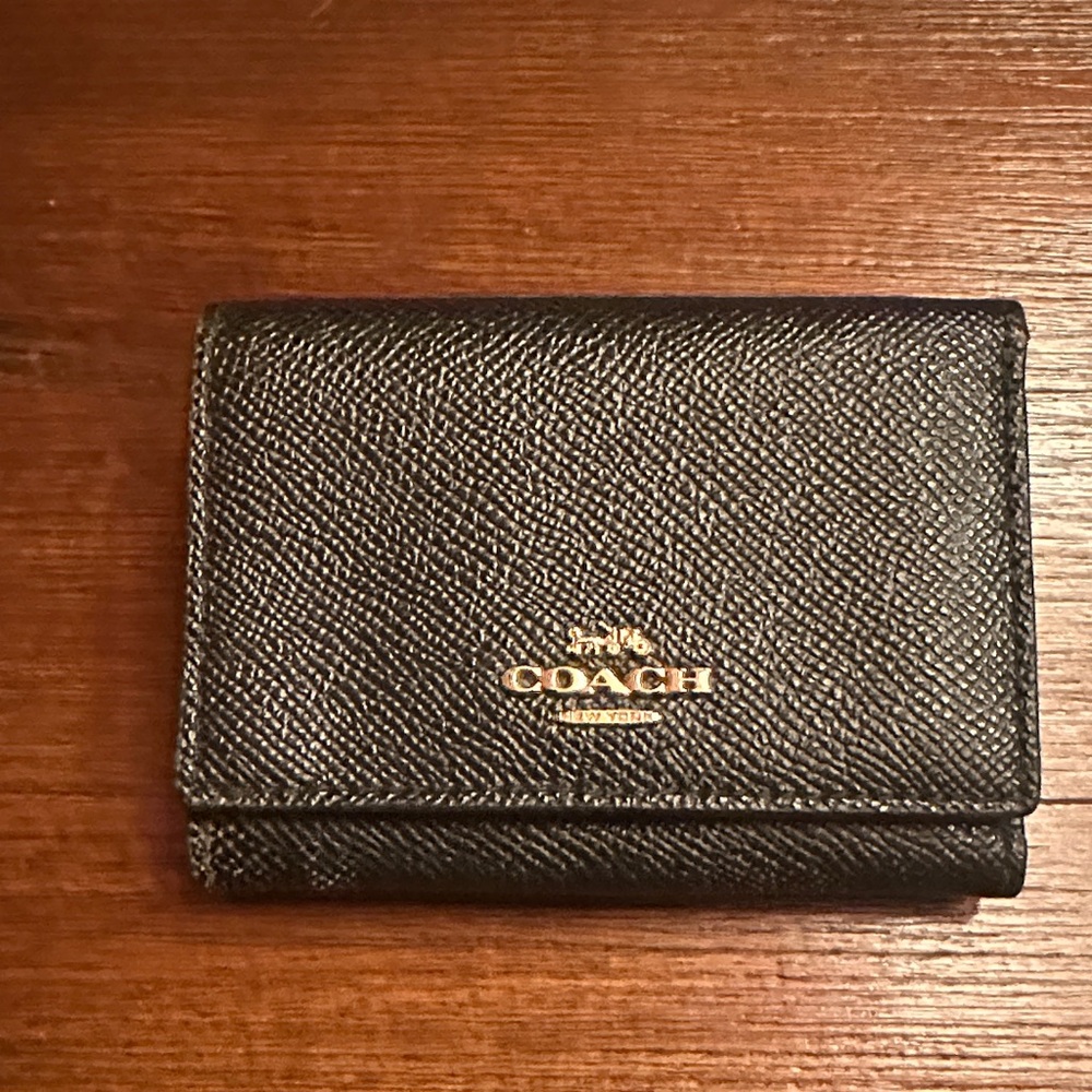 Coach Black Textured Leather Card Holder